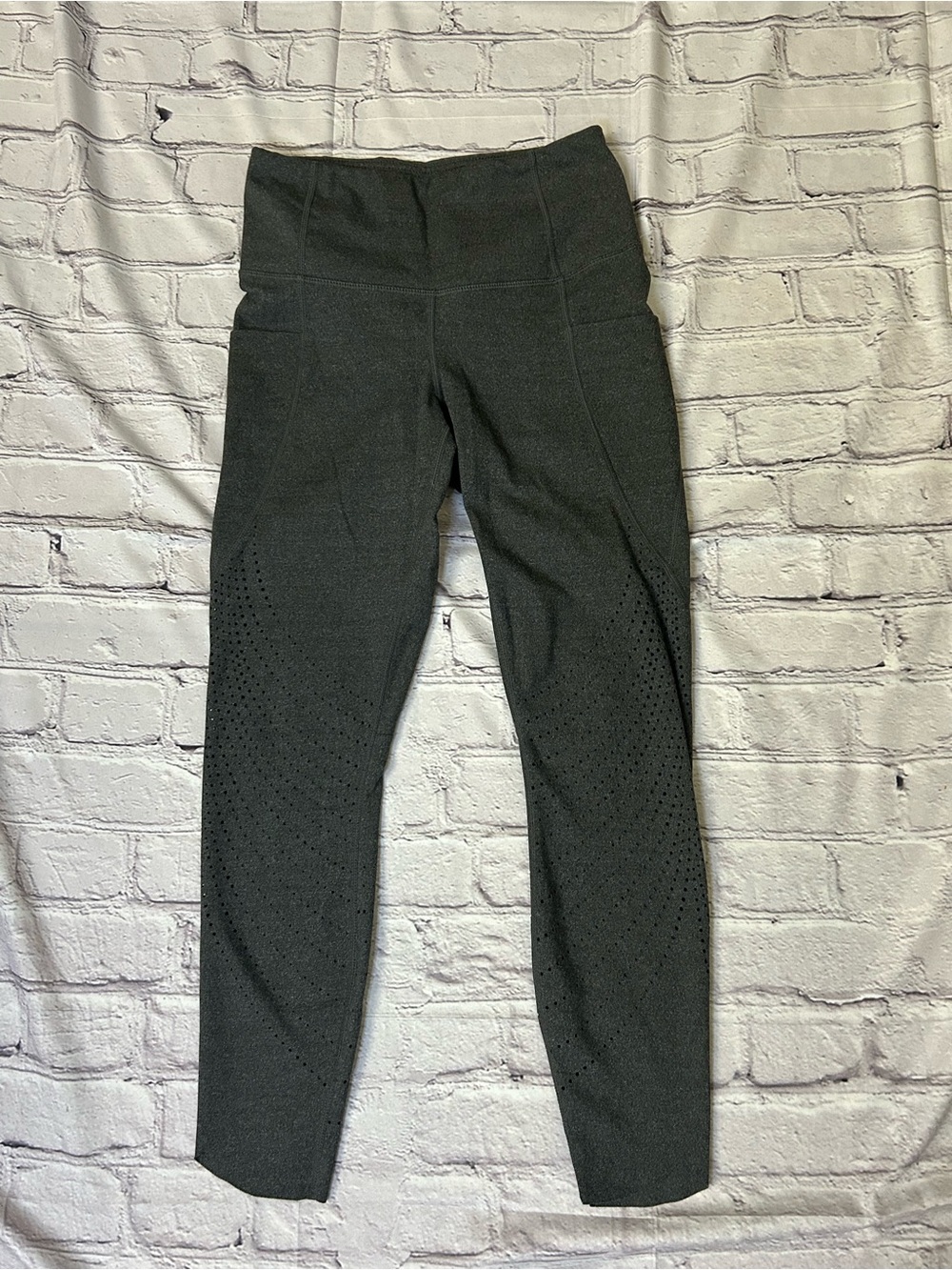 High-Rise Black Performance Leggings with Laser Vent Panels